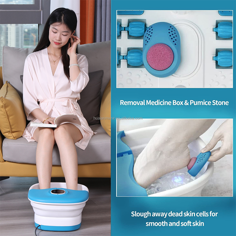 Machine de spa pliable pour les pieds, MZD-02F, avec 16 rouleaux de massage et boîte à médicaments